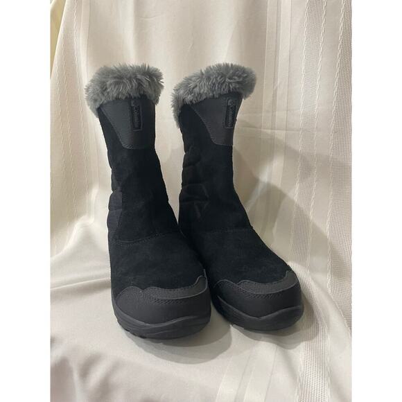 COLUMBIA BOOTS 200 GRAMS WINTER SNOW BLACK COZY FAUX FUR/ LEATHER SZ 7 GOTHCORE - Picture 12 of 13